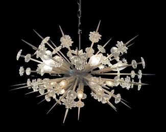 MCM Sputnik Chandelier. Approx 14" h. x 24" w. Wired with plug for swag hanging, can easily be hardwired.