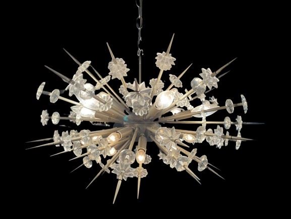MCM Sputnik Chandelier. Approx 14" h. x 24" w. Wired with plug for swag hanging, can easily be hardwired.