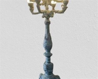 Spelter 7'+ Indoor/Outdoor 9 Light Post Torchiere Lamp