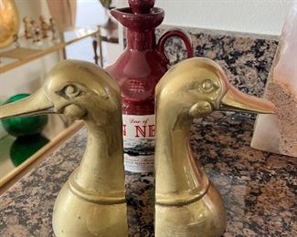 Brass duck book ends