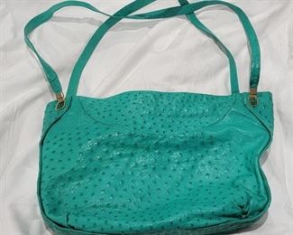 Purse 21 Judith Leiber ostrich handbag tote.  Very good Gently used clean inside.  Light soil to straps.  18.5 X 12