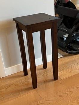 $35USD      Tall Square Side Table Plant Stand AW159-2      Description: Great minimal design and a small footprint perfect for smaller spaces or urban living.  

Dimensions: 12 x 12 x 24 in

Condition: In overall good condition with some stains on the table top. Table and chairs are sturdy.

Location: Local pick up NW Portland, OR. Easy Elevator access. Contact us for shipper suggestions or look on our website under the "need a shipper" tab.
