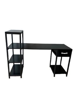 $150 USD      Open Frame Black Desk w/Bookcase & Single Drawer AW159-6     Description: Great minimal design and a small footprint perfect for smaller spaces or urban living. Single drawer allow for hidden storage and a total of 5 shelves perfect for basket or open display.  Form + Function. Get the most our of your space and your work day with the desktop and spacious storage space. The storage provide space to store books, important papers, photos.

Dimensions:  57.5 x 22 x 43.25 in

Condition: In overall good condition with only minor signs of superficial wear consistent with age and use.

Location: Local pick up NW Portland, OR. Easy Elevator access. Contact us for shipper suggestions or look on our website under the "need a shipper" tab.