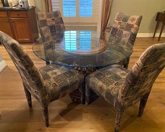 pedestal glass top table and 4 chairs