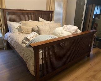 Mission style king bed. Frame sold separately from the motion mattress