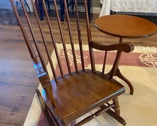 stenciled rocking chair and tripod candlestand
