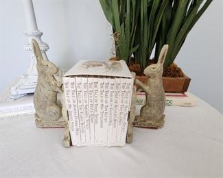 Beatrix Potter Book Set and Bunny Bookends