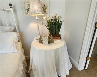 White Wicker Lamp and Decor