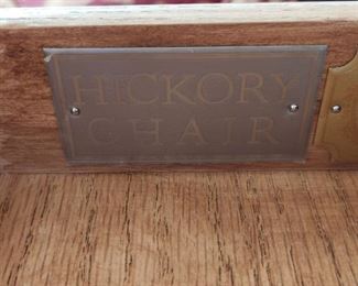 Beautiful Hickory Chair Drum Table with Brass Details