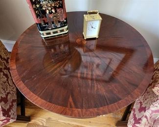 Beautiful Hickory Chair Drum Table with Brass Details