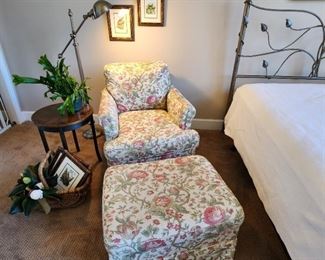Floral Chair and Ottoman