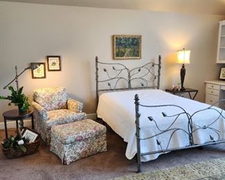 Queen Bed, Chair and Ottoman