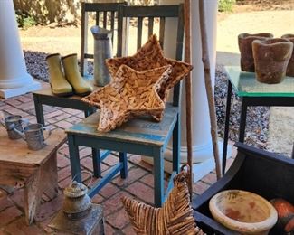 Rustic Painted Blue Chair (pair available)