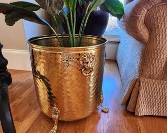 Brass Lion Head Planter (pair available)