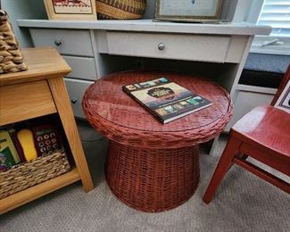 Red Wicker Table