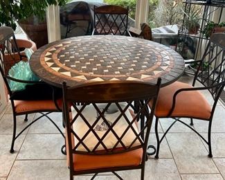 ROUND TILE KITCHEN TABLE & CHAIRS 