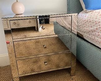 Pair of mirrored end tables ( as is)