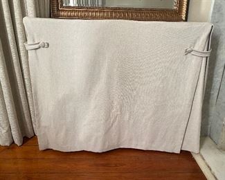 Custom linen upholstered table