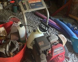 Lawn equipment in basement 