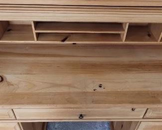 natural wood roll-top desk