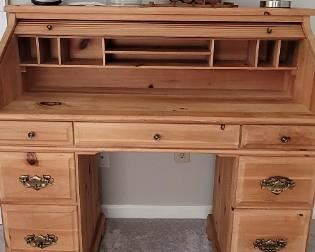 natural wood roll-top desk