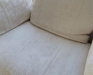 close-up of Bauhaus love seat and ottoman fabric