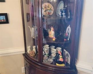 Bow Front Mahogany Corner China Cabinet