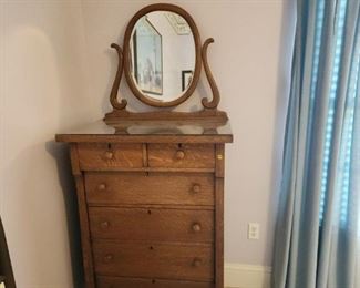 Antique Chest of Drawers with Oval Mirror