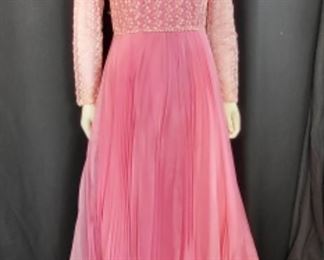 70s Pink Gown with Chiffon Skirt 