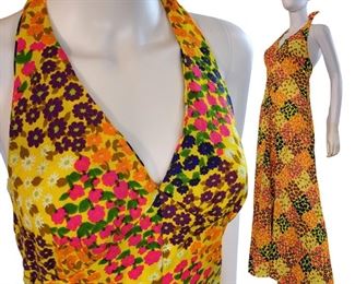 Colorful Halter Dress 1970s 
