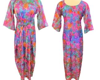 Vintage Print Wrap Dress 