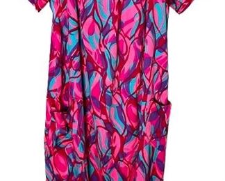 Vintage Colorful Hawaiian Print Dress 