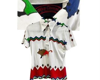 Rare 1970s Oleg Cassini Buffalo Print Cropped Top 