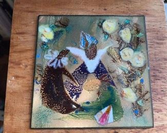 James Reictor 1953 Original Painted Enamel On Wood 4"x4"!