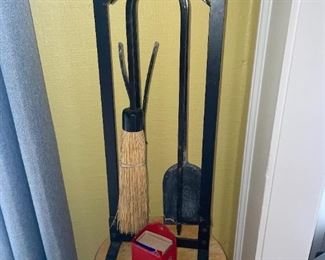 Iron Fireplace Tool Set & Metal Match Holder!