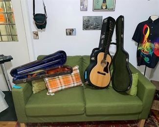 2014 Collings C10 walnut Parlor Guitar w/Documentation & Custom Collings Case, Beautiful Ernst Heinrich Roth 4/4 (Full Size) Violin Guarneri Fiddle: 1732 Reproduction Germany,1963 w/Case & 2 Bows (1 is Original Earnst Roth Bow), Guitar: 2014 Collings C10 walnut Parlor Guitar w/Documentation & Custom Collings Case, Vintage Hawaiian Musical Shirt & Green IKEA Love Seat!!
