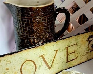 Brown stoneware pitcher