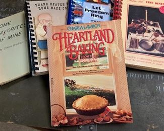 Charla Lawhon's "Heartland Baking: From the Jerre Anne Cafeteria" cookbook plus other local and non local cookbooks