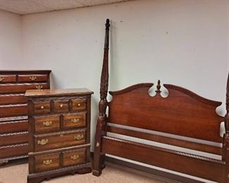 Much misc. furniture. Dressers and 4 post headboard/footboard
