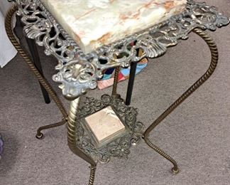 Vintage brass w/ marble plant stand