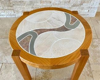 Tue Poulsen for Haslev Danish Modern Stone Brushed Metal Tile Table