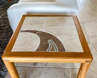Tue Poulsen for Haslev Danish Modern Stone Brushed Metal Tile Table