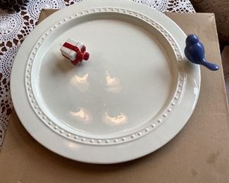 Nora Fleming Platter/ bluebird & present