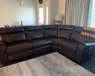 Beautiful Leather sectional electric recliner