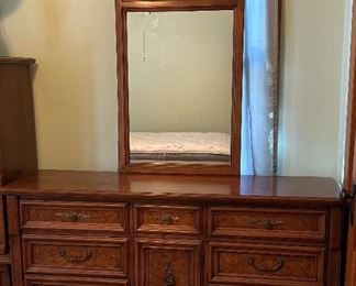 Wood Bedroom Dresser with Mirror