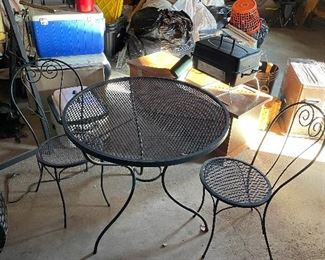 Outdoor Metal Table and Two Chairs