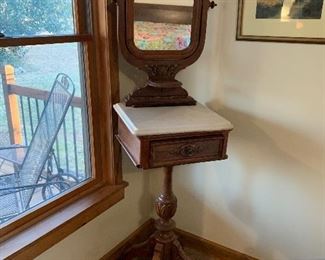 Antique marble top shaving stand