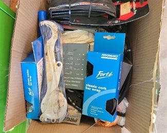 Box of bicycle repair parts
