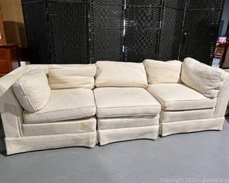 3 Piece Beige Rolled Arm Sofa