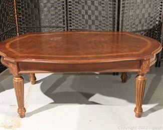 Elegant Carved Wood Coffee Table